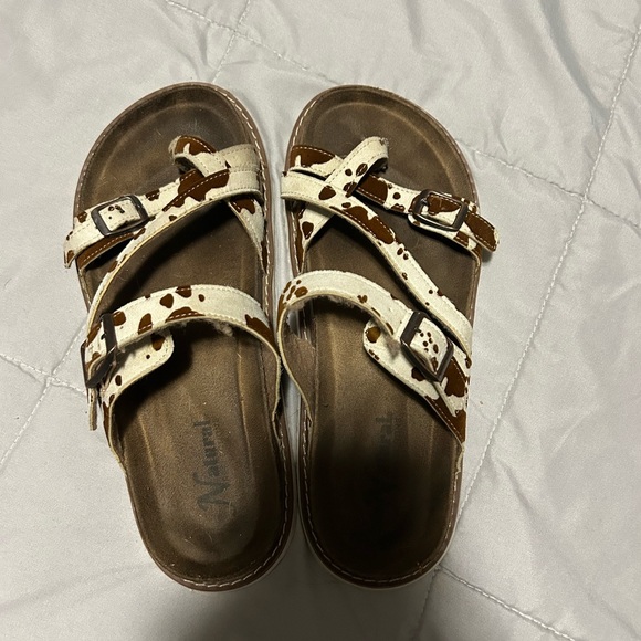 Natural Reflections Cow Print Sandals - Picture 1 of 1